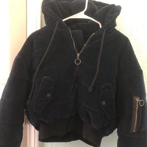 Hudson velour cropped puffer jacket